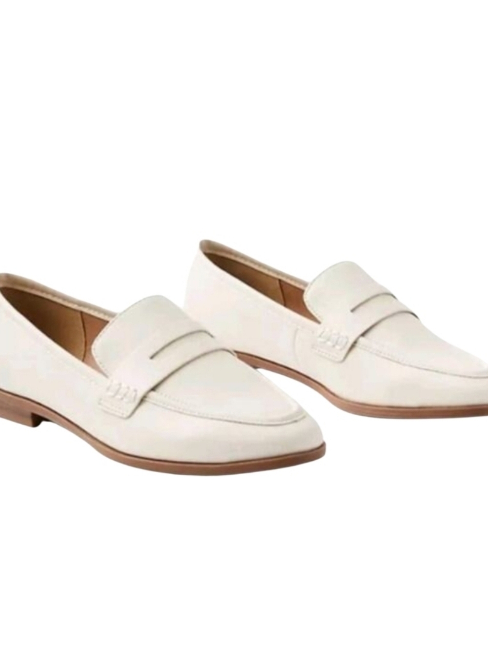 NEW! LOFT Faux Leather Cream Modern Flat Penny Loafers 10.5.